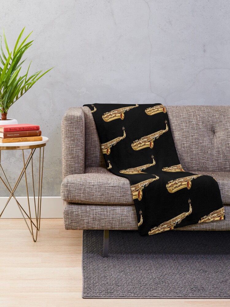 Thumbnail 2 of 6, Throw Blanket, Gold Saxophone Musical Instruments designed and sold by SweetPea49.