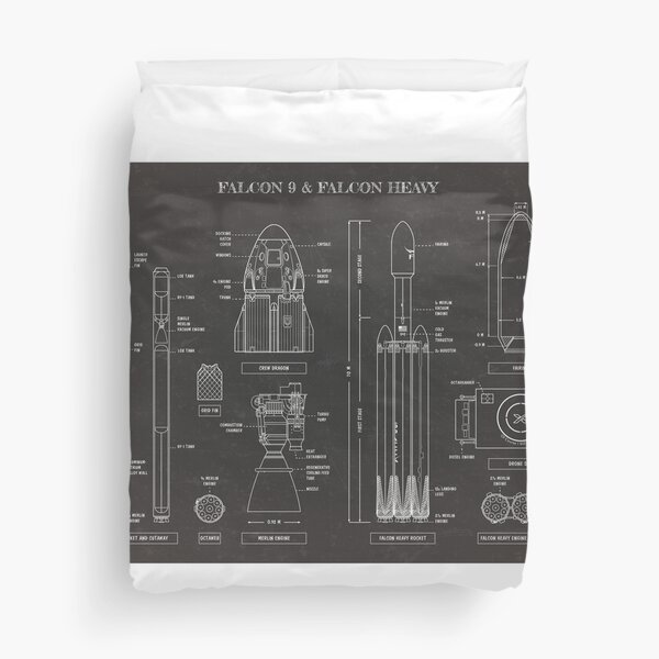 SPACEX: Falcon 9 & Falcon Heavy (Blackboard) Duvet Cover