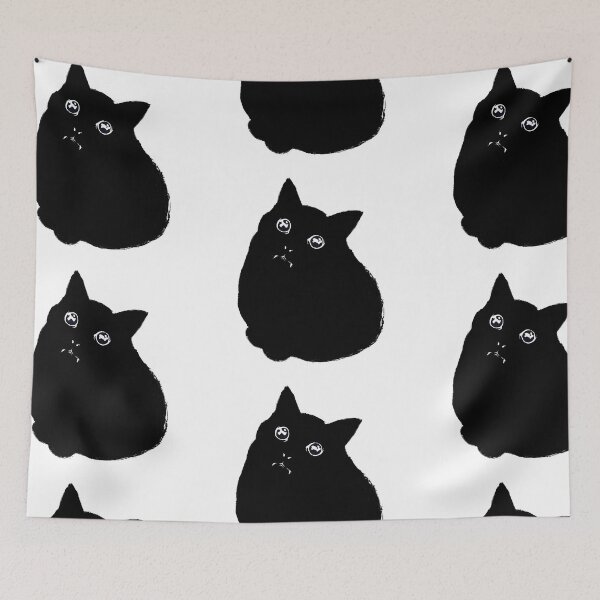 Item preview, Cute chubby chonky cat design - vampire void kitty in black colour  designed and sold by Balsamista-art.