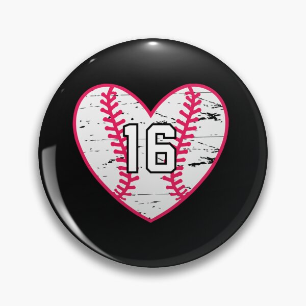 Item preview, Baseball Softball Heart Number 16 Sports Player Fan Jersey T Shirt designed and sold by Acton-Maran.