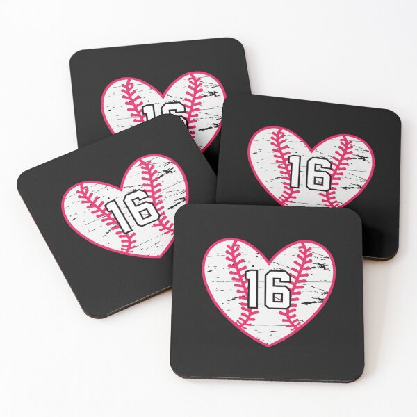 Item preview, Baseball Softball Heart Number 16 Sports Player Fan Jersey T Shirt designed and sold by Acton-Maran.