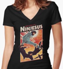 Der Jesus Ninja Tailliertes T-Shirt mit V-Ausschnitt
