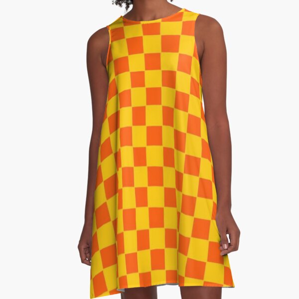Item preview, Golden Sunshine Yellow and Tangerine Orange Checkerboard Square Pattern  designed and sold by jays-artworks.