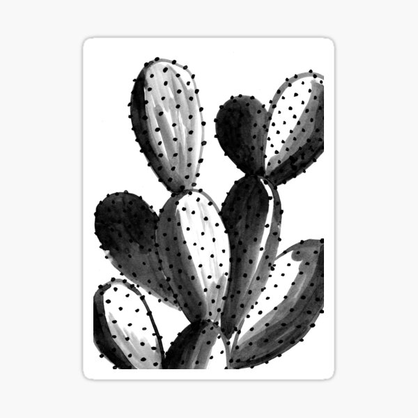 Black and White Cactus Sticker