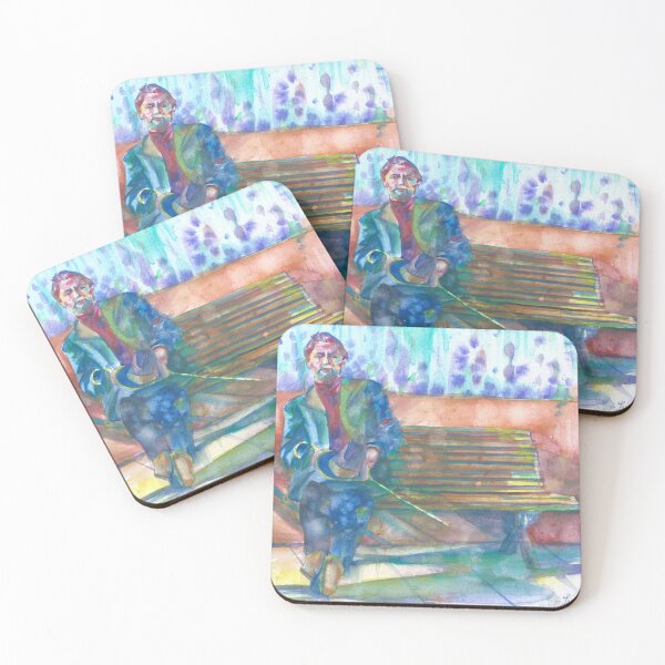 Item preview, ANTON CHEKHOV sitting on the bench - watercolor portrait designed and sold by lautir.
