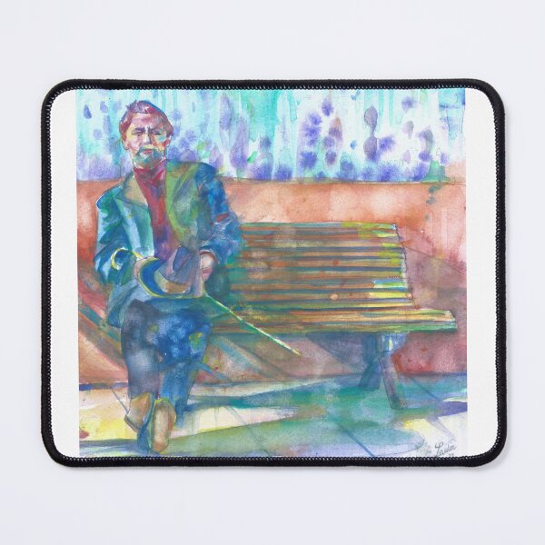 Item preview, ANTON CHEKHOV sitting on the bench - watercolor portrait designed and sold by lautir.