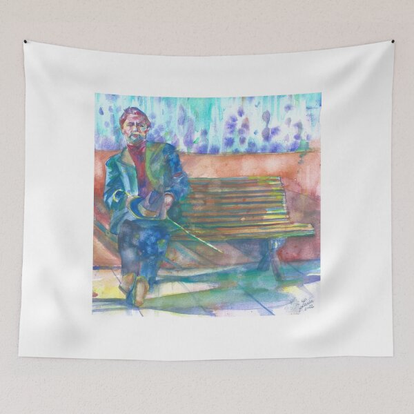 Item preview, ANTON CHEKHOV sitting on the bench - watercolor portrait designed and sold by lautir.