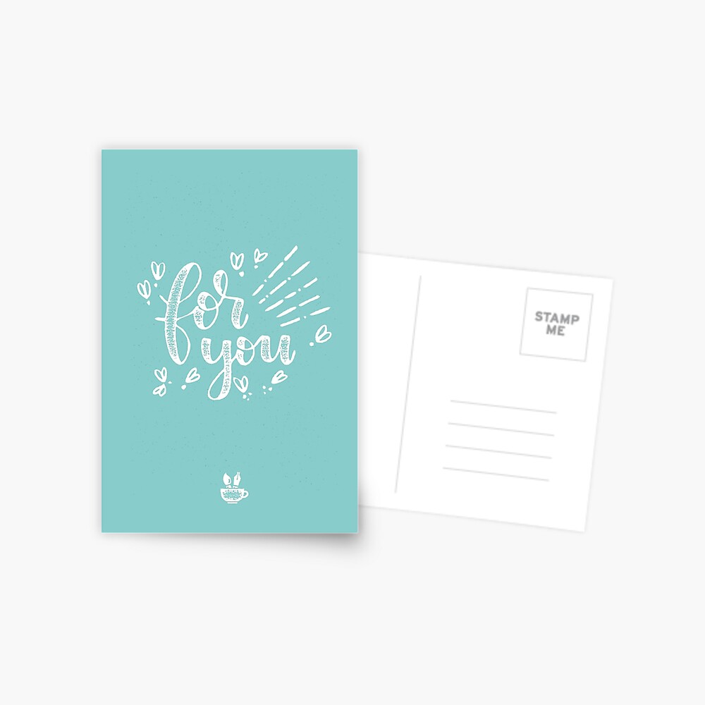 for you Handlettering mit Stempel-Effekt Postkarte