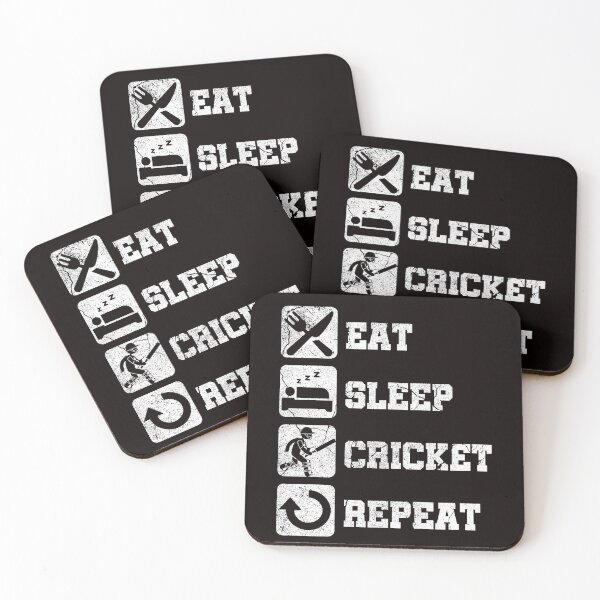 Aperçu de l'œuvre manger, dormir, joueur cricket, chauve-souris, balle, jeu, joueur cricket créée et vendue par TomGiantDesigns.