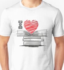 I Love Heart Books Readers Writers Librarians Unisex T-Shirt