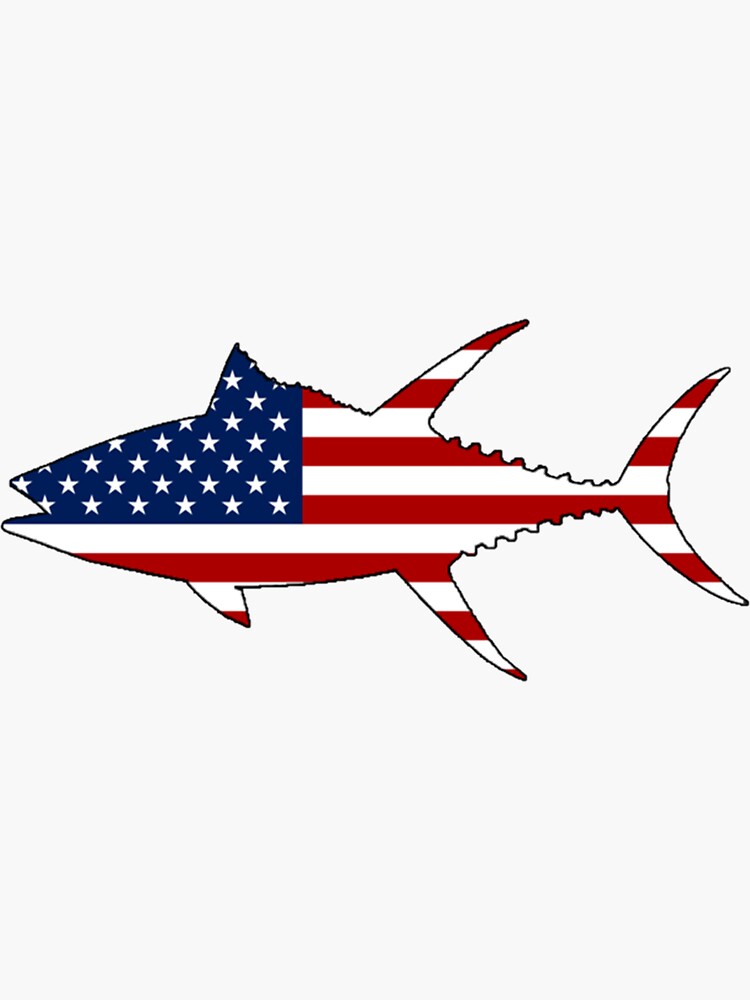 "Yellowfin Tuna Usa Flag " Sticker for Sale by Verawilsons Redbubble