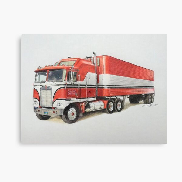 Lienzo «Dibujo a lápiz Kenworth Truck BJ y el oso» de SandraWarmerdam | Redbubble