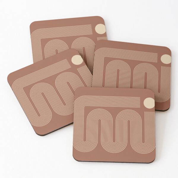 Item preview, Geometric Lines in Terracotta and Beige 17 (Modern Mid century abstraction) designed and sold by nineFlorals.