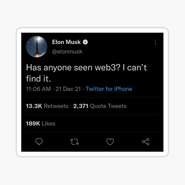Aperçu de l'œuvre Le tweet d'Elon sur le Web 3.0 Drôle créée et vendue par H3arthack3r.