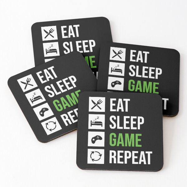 Item preview, Cool Green, EAT SLEEP GAME REPEAT,  For Gamers designed and sold by ART-SOUF.