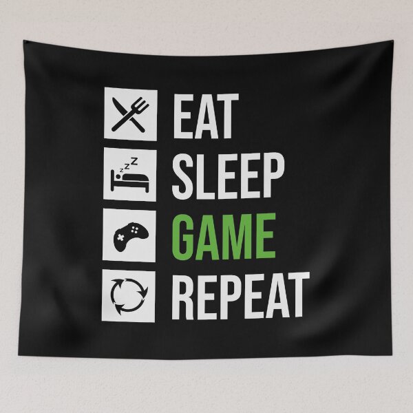 Item preview, Cool Green, EAT SLEEP GAME REPEAT,  For Gamers designed and sold by ART-SOUF.