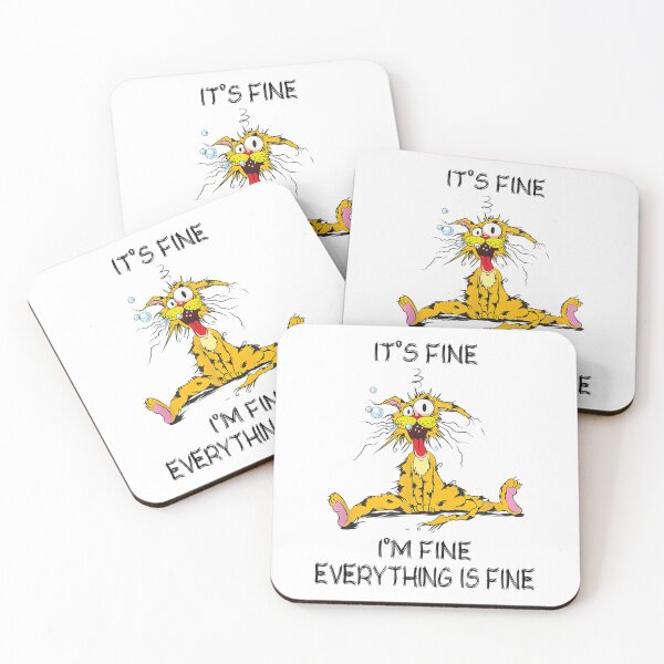Item preview, Its Fine Im Fine Everything Is Fine Funny Quote Cat T-Shirt designed and sold by zacben.