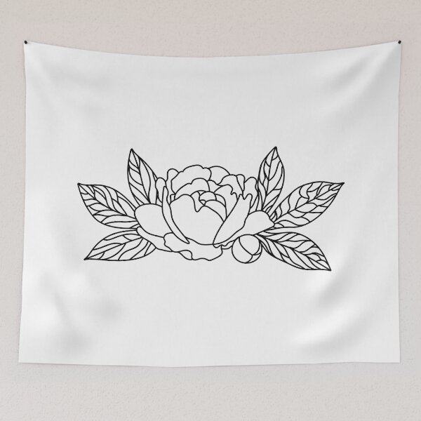 Item preview, Peonía con hojas Contorno Elegante flor de boda Line Art designed and sold by KateBilous.