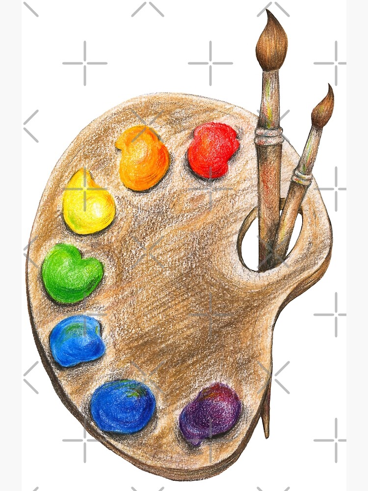 Artist Paint Palette and Brush Watercolor Art Board Print for Sale by  emkayhess