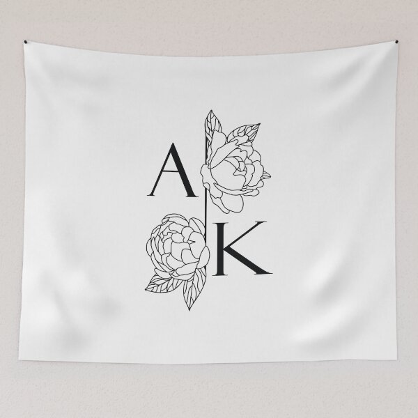 Item preview, Peony Monogram Two letter monogram A and K Wedding initials border Custom design designed and sold by KateBilous.