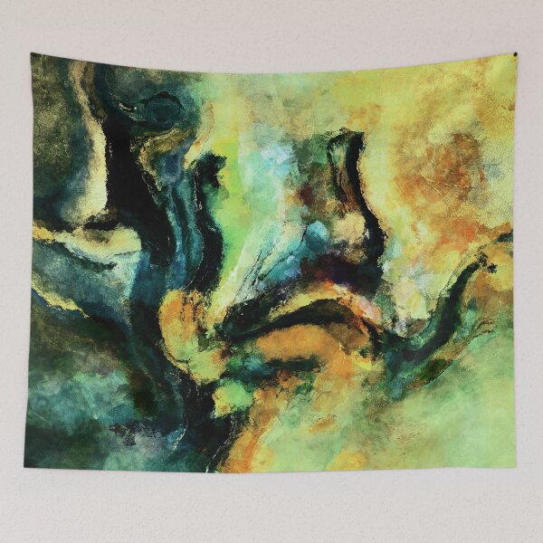 Item preview, Green and Yellow Abstract Painting / Surrealist Art designed and sold by A Deniz Akerman.