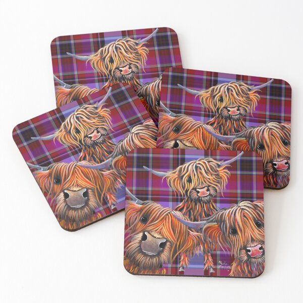 Item preview, HiGHLaND CoW PRiNT ' THe BaKeD BeaNS oN TaRTaN ' BY SHiRLeY MacARTHuR designed and sold by Shirley MacArthur Art.