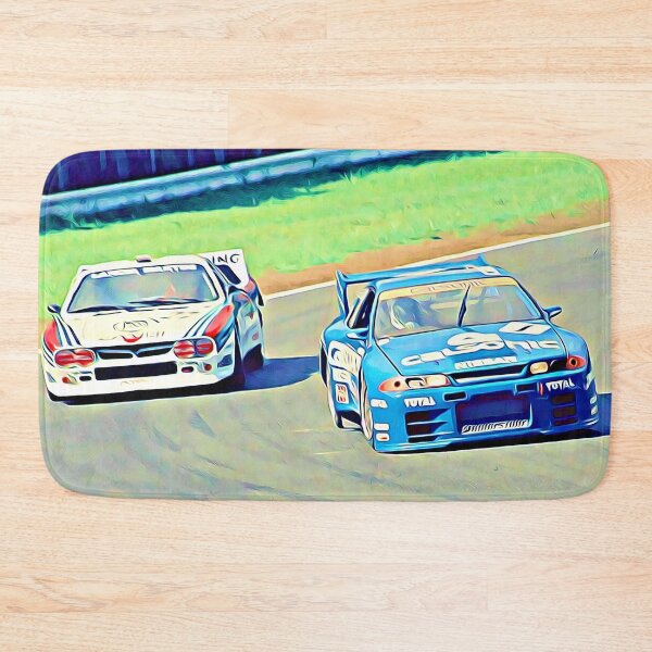 Item preview, Super GT500 Lancia vs Nissan Calsonic Skyline – JDM GT Racing, Retro Motorsport Battle Poster designed and sold by Road To Track.