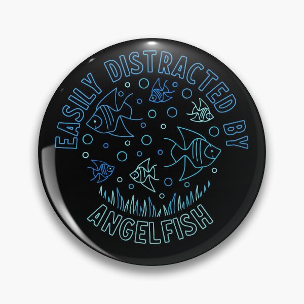 Item preview, Easily Distracted By Angelfish Circle-Shaped Colored Design for Fish Lovers  designed and sold by venomousvector.