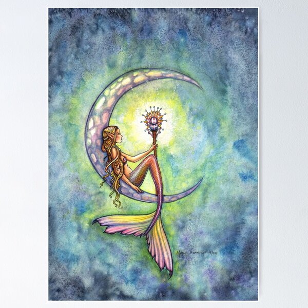 Item preview, "Mermaid Moon" Mermaid Art by Molly Harrison designed and sold by Molly  Harrison.