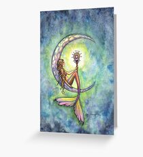 "Mermaid Moon" Mermaid Art by Molly Harrison Greeting Card