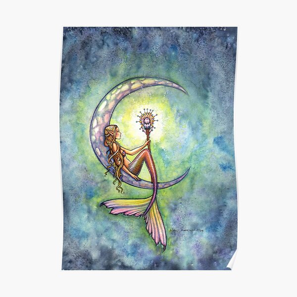 "Mermaid Moon" Mermaid Art by Molly Harrison Poster