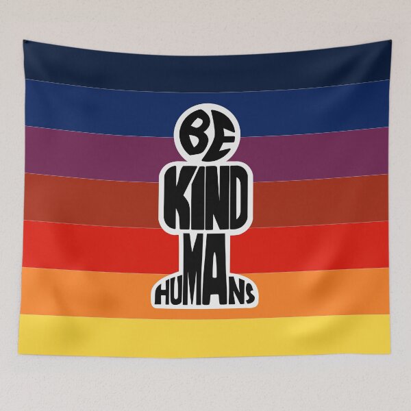 Item preview, Be Kind Humans (stick figure lettering art) black on white vivid designed and sold by MyThingNow.