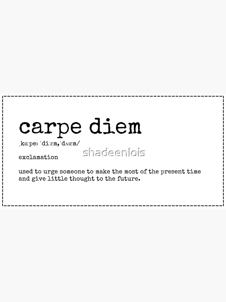 "Definition of Carpe Diem" Sticker for Sale by shadeenlois Redbubble
