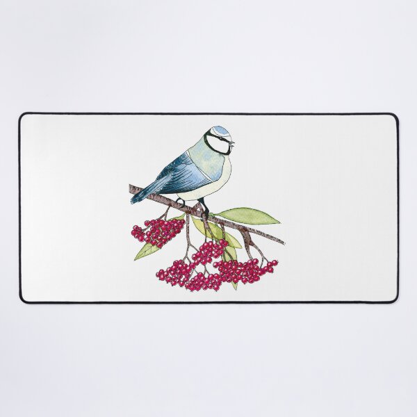 Item preview, Watercolor Blue Tit on a Branch of Rowan designed and sold by AlicjaCurioseur.