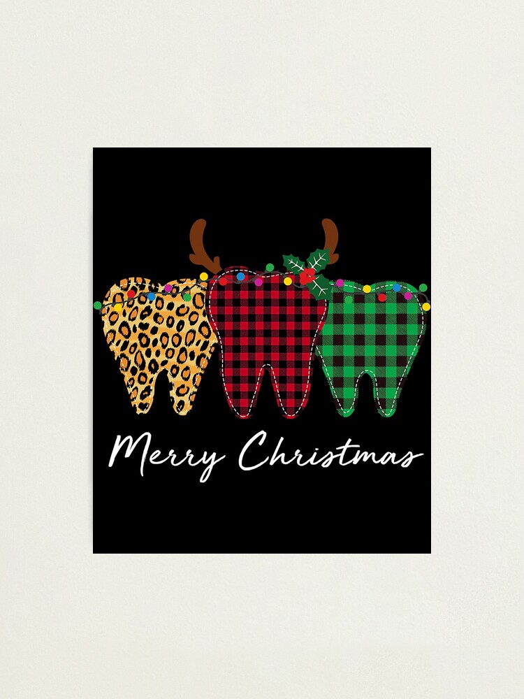 Merry Christmas Buffalo Plaid Teeth Dental Dentist Gift T-Shirt