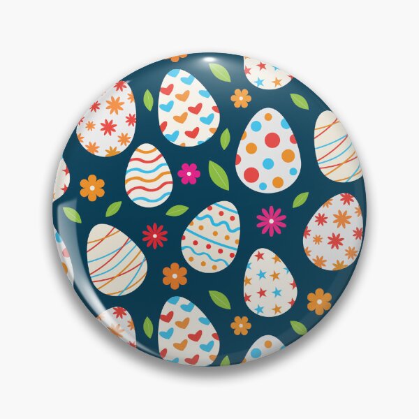 Item preview, Happy Easter eggs pattern with flowers and leaves on dark blue  designed and sold by Yasminepatterns .