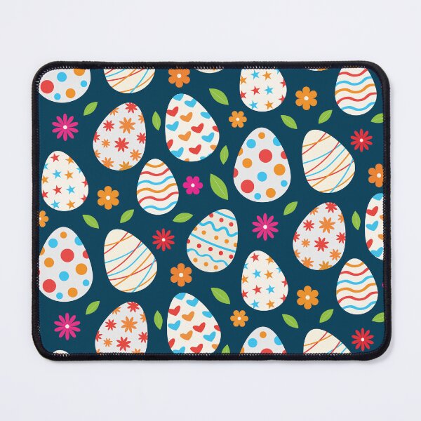 Item preview, Happy Easter eggs pattern with flowers and leaves on dark blue  designed and sold by Yasminepatterns .