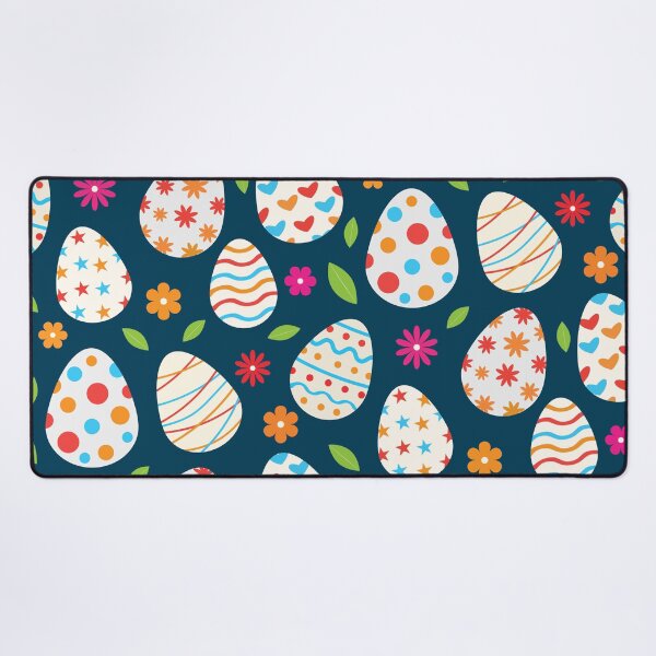 Item preview, Happy Easter eggs pattern with flowers and leaves on dark blue  designed and sold by Yasminepatterns .