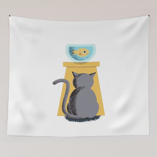 Item preview, cat and fish designed and sold by BuonArt.