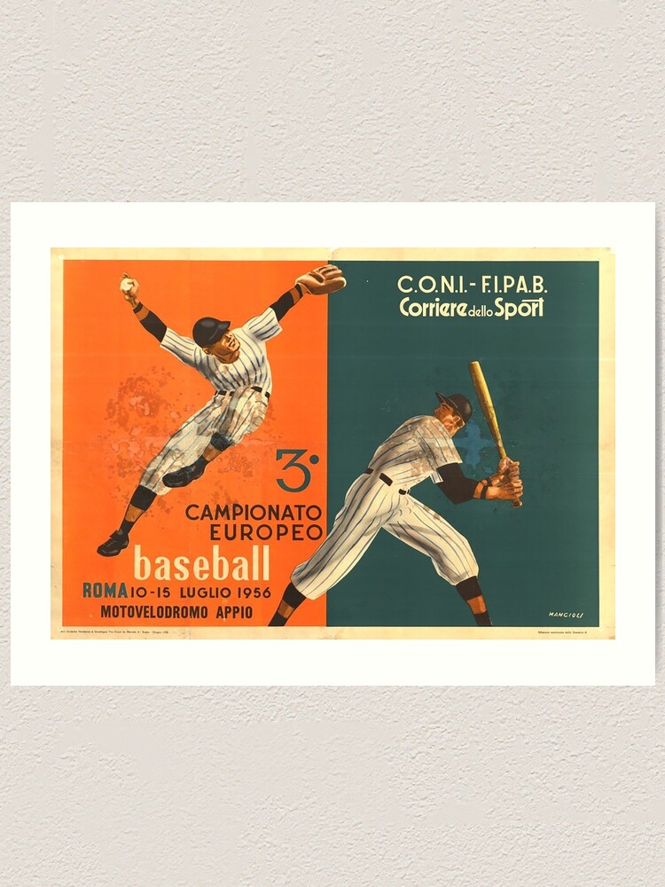 Vintage Baseball Poster Framed Art Print