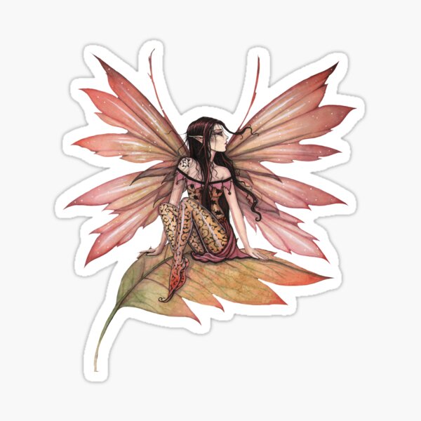 Autumn Drifting Fairy Fantasy Art Sticker
