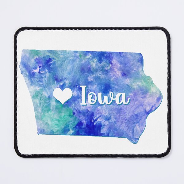 Item preview, Iowa state home USA Map heart watercolor blue watercolour designed and sold by WatercolorFun.