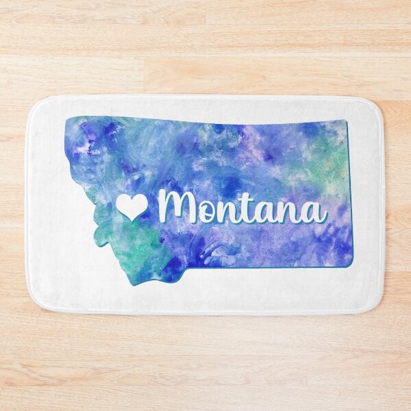Item preview, Montana state map USA heart watercolor blue watercolour designed and sold by WatercolorFun.