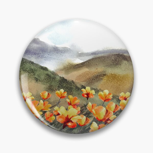 Item preview, Nature Landscape With Beautiful Orange Flowers Watercolor  designed and sold by Yorda Creative.