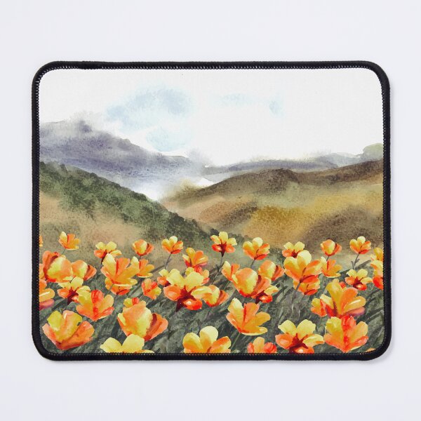 Item preview, Nature Landscape With Beautiful Orange Flowers Watercolor designed and sold by Yorda Creative.