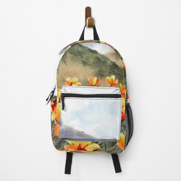Item preview, Nature Landscape With Beautiful Orange Flowers Watercolor  designed and sold by Yorda Creative.