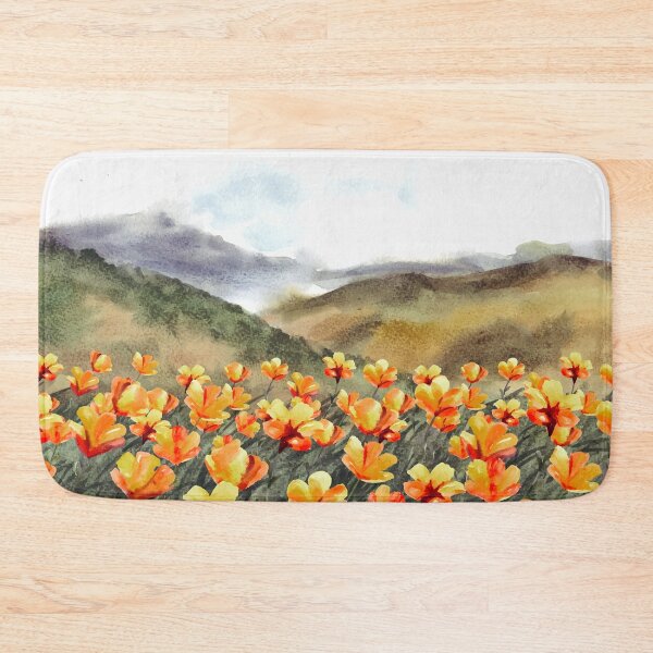 Item preview, Nature Landscape With Beautiful Orange Flowers Watercolor  designed and sold by Yorda Creative.