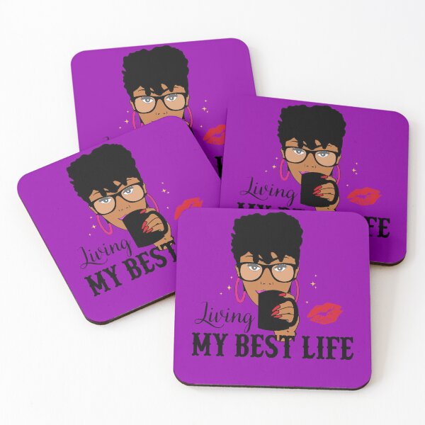Item preview, "Living My Best Life" Afro Art designed and sold by LYSandCo.