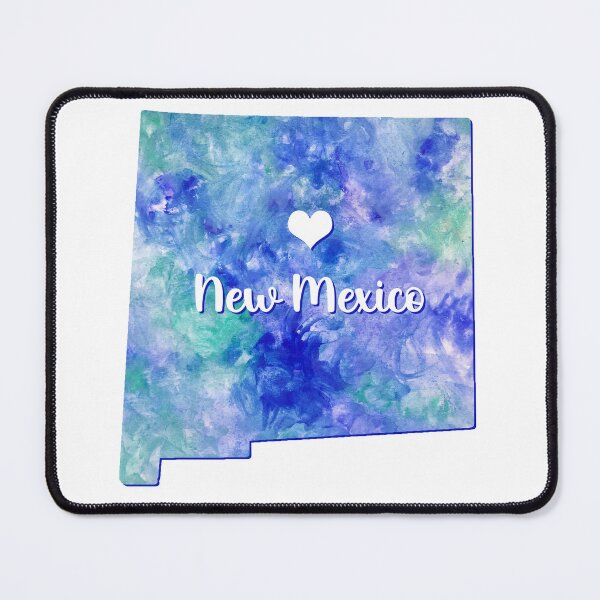 Item preview, New Mexico state map USA heart watercolor blue watercolour designed and sold by WatercolorFun.