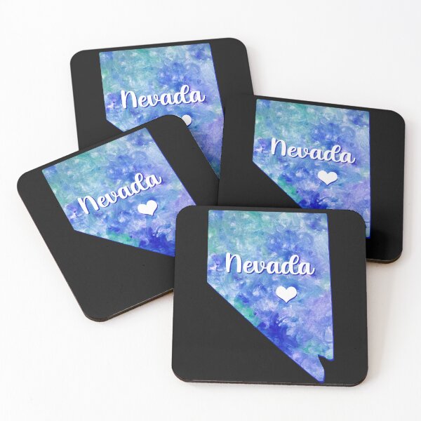 Item preview, Nevada state map USA heart watercolor blue watercolour designed and sold by WatercolorFun.